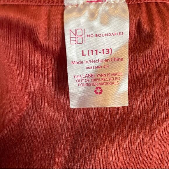 NEW No Boundaries Ruched Front Ribbed Shirt Coral Short Sleeve Junior's Large - Picture 5 of 6